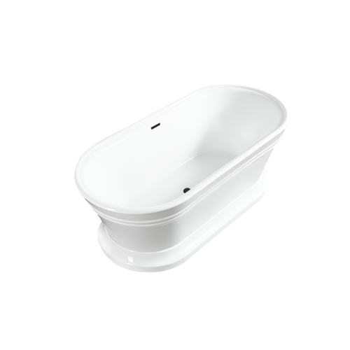 Vanity Art 67" x 31" Freestanding Acrylic Soaking Bathtub - White/Oil Rubbed Bronze Trim - VA6610-L-ORB