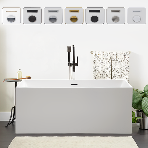 Vanity Art  VA6813B-S-MB 59" x 29.5" Freestanding Acrylic Soaking Bathtub - White/Matte Black Trim