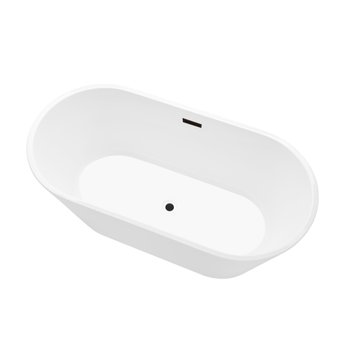 Vanity Art  VA6815-NLW-ORB 67.3 x 32 Freestanding Acrylic Soaking Bathtub - White/Oil Rubbed Bronze Trim