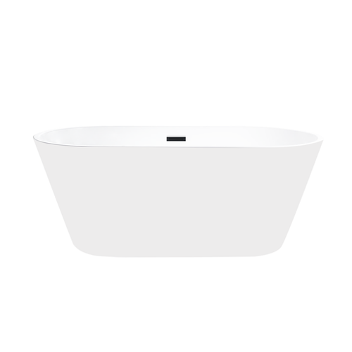 Vanity Art  VA6815-NSW-MB 59 x 29.5 Freestanding Acrylic Soaking Bathtub - White/Matte Black Trim