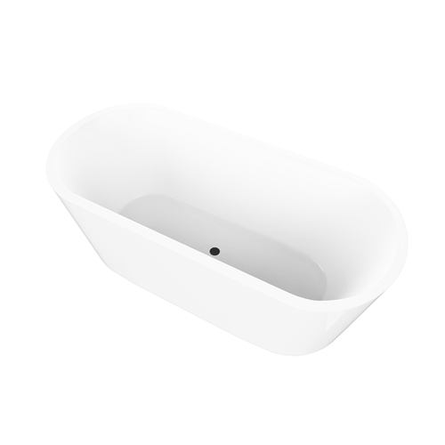 Vanity Art  VA6815-S-MB 59" x 30" Freestanding Acrylic Soaking Bathtub - White/Matte Black Trim