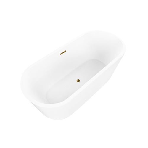 Vanity Art  VA6815-S-TG 59" x 30" Freestanding Acrylic Soaking Bathtub - White/Titanium Gold Trim
