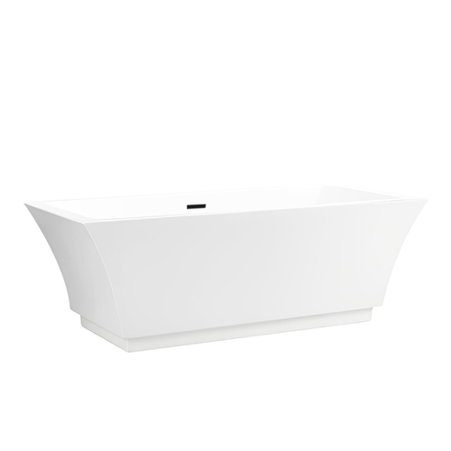 Vanity Art  VA6817-S-MB 59'' x 30'' Freestanding Acrylic Soaking Bathtub - White/Matte Black Trim