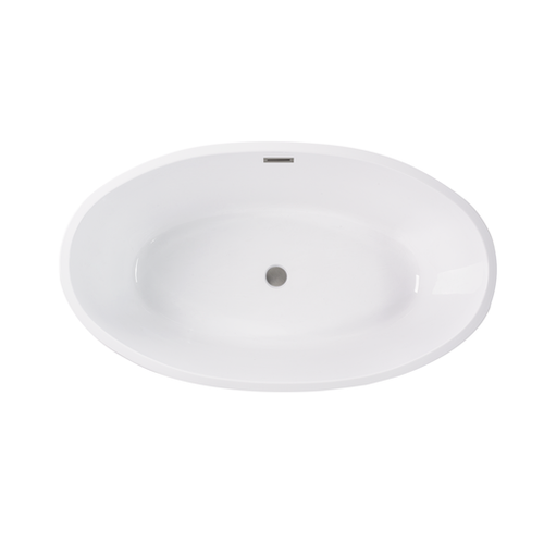 Vanity Art  VA6834-L-BN 69" x 40" Freestanding Acrylic Soaking Bathtub - White/Brushed Nickel Trim