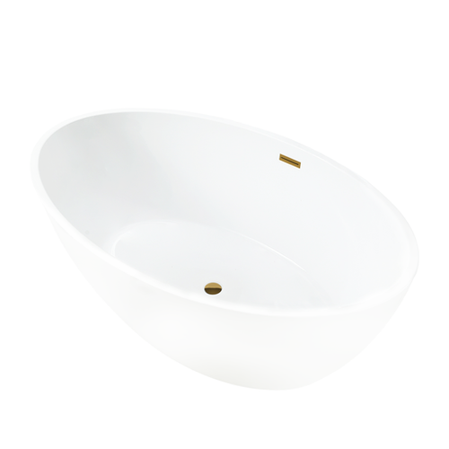 Vanity Art  VA6834-L-TG 69" x 40" Freestanding Acrylic Soaking Bathtub - White/Titanium Gold Trim