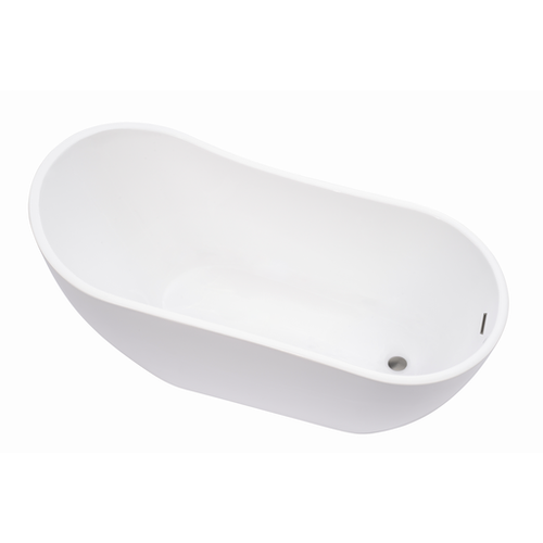 Vanity Art  VA6904-S-BN 59" x 29" Freestanding Acrylic Soaking Bathtub - White/Brushed Nickel Trim