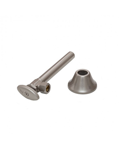 Trim To The Trade  4T-29212-31 1/2" NOM X 1/2" OD CMP ANGLE STOP+5" EXT TUBE +FLANGE - SATIN NICKEL Trim To The Trade  4T-29212-31 1/2" NOM X 1/2" OD CMP ANGLE STOP+5" EXT TUBE +FLANGE - SATIN NICKEL