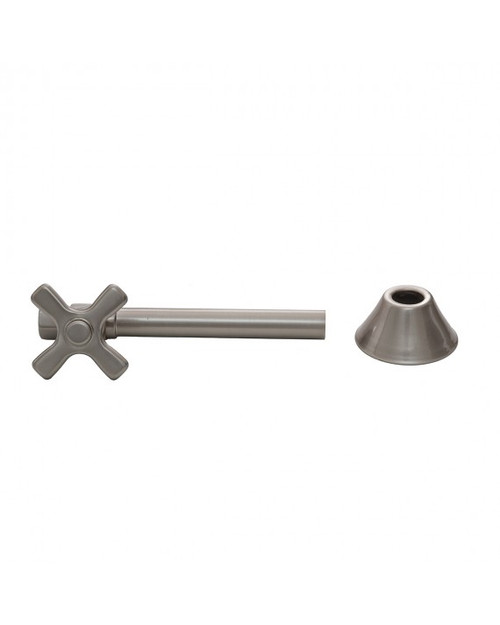 Trim To The Trade 1/2" Nominal Sweat X 1/2" Outer Diameter Compression Straight Stops +5" Ext Tube +Flange - Cross Handle, Stainless - 4T-29412X-50