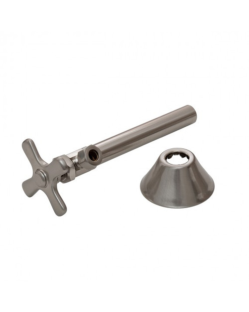 Trim To The Trade  4T-29238X-5 1/2" NOM X 3/8" OD CMP ANGLE STOP+5" EXT TUBE +FLANGE - CROSS HANDLE - SATIN BRASS