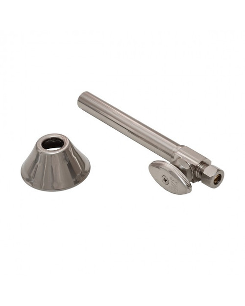 Trim To The Trade 1/2" Nom X 3/8" Outer Diameter Compression Straight Stops +5" Ext Tube +Flange, Antique Brass - 4T-29438-3