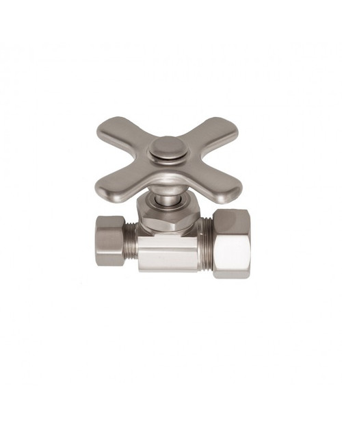 Trim To The Trade 1/2" Nom X 3/8" Outer Diameter Compression Straight Stops +5" Ext Tube +Flange - Cross Handle, Antique Brass - 4T-29438X-3