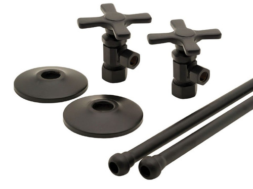 Trim To The Trade Lavatory Supply Set 1/2" Nom Cmp X 3/8" Outer Diameter Compression Angle Stop- Cross Handle, Antique Copper - 4T-728X-36