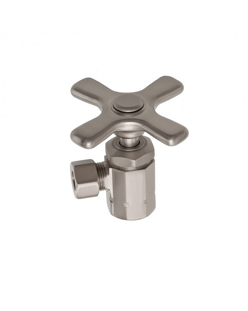 Trim To The Trade Angle Stop 1/2" IPS X 3/8" Outer Diameter - Cross Handle, Polished Brass - 4T-28638X-2