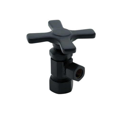 Trim To The Trade  4T-28738X-5 ANGLE STOP - 1/2" NOMINAL COMPRESSION X 3/8" OD COMPRESSION - CROSS HANDLE - SATIN BRASS