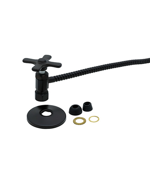 Trim To The Trade Angle Stop With 12" Riser - 1/2" Compression - Cross Handle, Antique Nickel - 4T-3812X-4