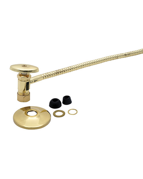 Trim To The Trade  4T-3815-2 Angle Stop with 15" Riser - 1/2" Compression - POLISHED BRASS