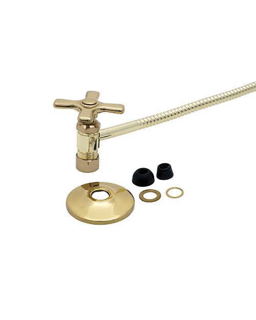 Trim To The Trade  4T-3815X-31 Angle Stop with 15" Riser - 1/2" Compression - CROSS HANDLE - SATIN NICKEL