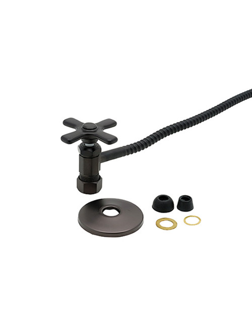 Trim To The Trade  4T-3820X-34 Angle Stop with 20" Riser - 1/2" Compression - CROSS HANDLE - OIL RUBBED BRONZE