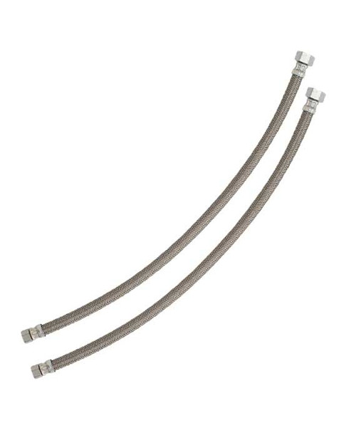 Trim To The Trade 3/8" Compression X 1/2" IPS Braided Riser, Stainless - 4T-296-50