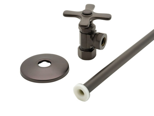 Trim To The Trade  4T-718X-20 TOILET / CLOSET SUPPLY SET 1/2" NOMINAL COMPRESSION X 1/2"-7/16" ANGLE STOP - CROSS HANDLE - FLAT BLACK