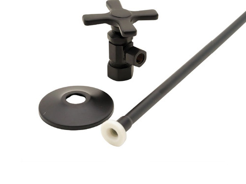 Trim To The Trade  4T-717X-20 TOILET / CLOSET SUPPLY SET 1/2" NOMINAL COMPRESSION X 3/8" OD COMPRESSION ANGLE STOP - CROSS HANDLE - FLAT BLACK