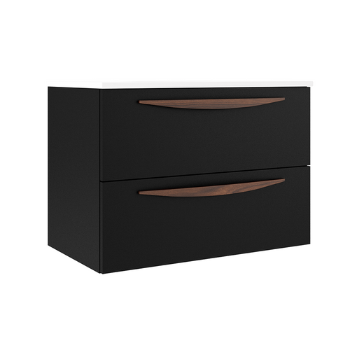Lucena Arco 32 Inch Wall Mounted Two Drawer Vanity Cabinet Only - Black Color - 88558