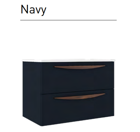 Lucena Arco 32 Inch Wall Mounted Two Drawer Vanity Cabinet Only - Navy Color - 70788