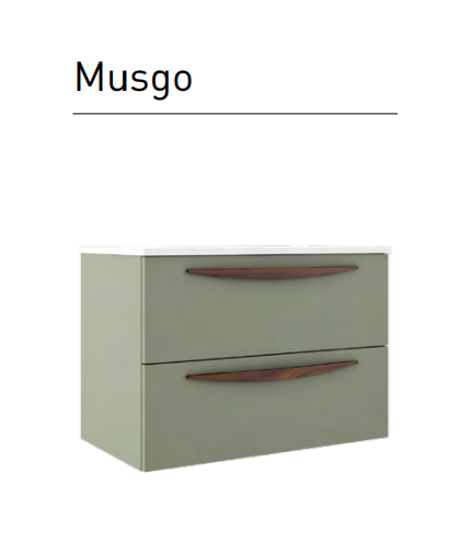 Lucena Arco Two Drawer Wall Mounted Vanity Cabinet Only - Sink On The Right Side 40" W x 22" H x 18" D - Green/Musgo Color