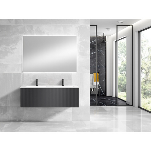 Lucena Bari Two Drawers Wall Mounted Floating Vanity Cabinet Only, for Two Bowl Sink 48" W x 16" H x 18" D - Grey/Ceniza Color - 87267