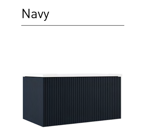 Lucena Bath Bari 87264 48" Single Drawer Navy Wall Mounted Floating Vanity Cabinet Only, for Left Side Sink