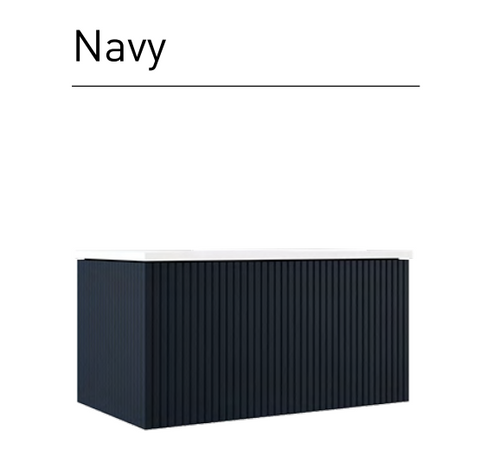 Lucena Bath Bari 87259 48" Single Drawer Navy Wall Mounted Floating Vanity Cabinet Only, for Right Side Sink