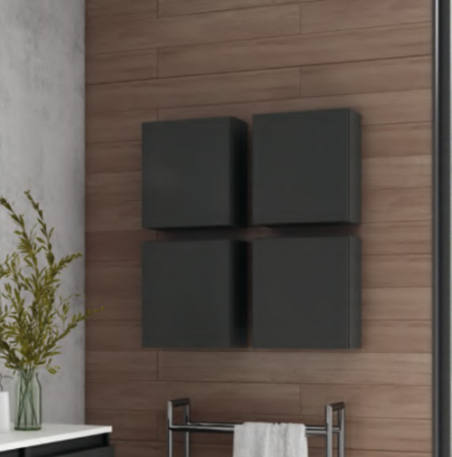 Lucena Box Collection Single Door Reduced Depth Wall Cabinet - 14 Inch W x 16 Inch H x 7.2 Inch D - Grey/Ceniza Highgloss - 84498