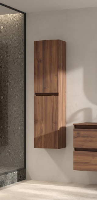 Lucena Box Collection Two Door Tall Vanity Linen Cabinet 14 Inch W x 56 Inch H x 11 Inch D - Tortora Highgloss - 84489