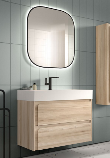 Lucena Cordoba Two Drawer Wall Mount Vanity 32" W x 22" H x 18" D - Avio Color with Aliso Interior - 71716