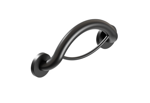 Healthcraft PLUS Towel Ring + Decorative Grab Bar, Two in One - Matte Black