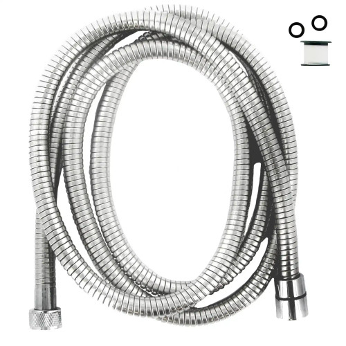 Whedon AF206C Shower Hose, 1/2 in Connection, Female, 78 to 100 in L Hose, Stainless Steel, Chrome Plated