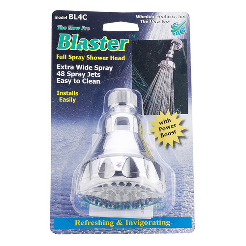 Whedon BL4C Showerhead Blaster Chrome Plastic 1 Settings 2.5 GPM Chrome Showerhead