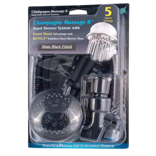 Whedon Champagne Massage II Hand Shower Kit, Matte Black - CMH5C