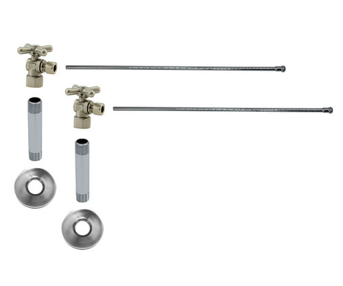 Mountain Plumbing  MT6254X-NL/ULB Lavatory Supply Kit - Brass Cross Handle with 1/4 Turn Ball Valve - Angle, No Trap - Unlacquered Brass