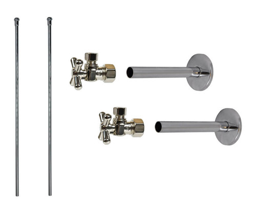 Mountain Plumbing Lavatory Supply Kit - Brass Cross Handle with 1/4 Turn Ball Valve - Angle, Cover Tubes, No Trap - Matte Black - MT593BX-NL/MB