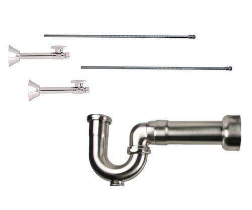 Mountain Plumbing  MT317MASS-NL/FG Lavatory Supply Kit - Brass Oval Handle with 1/4 Turn Ball Valve - Straight Sweat, Massachusetts P-Trap - French Gold