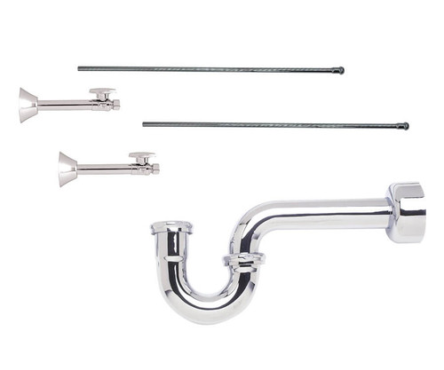 Mountain Plumbing Lavatory Supply Kit - Brass Oval Handle with 1/4 Turn Ball Valve - Straight Sweat, P-Trap 1-1/2" - Unlacquered Brass - MT4423-NL/ULB