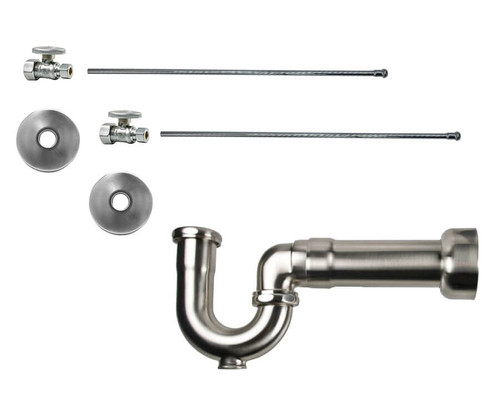 Mountain Plumbing  MT410MASS-NL/CHBRZ Lavatory Supply Kit - Brass Oval Handle with 1/4 Turn Ball Valve - Straight, Massachusetts P-Trap - Champagne Bronze