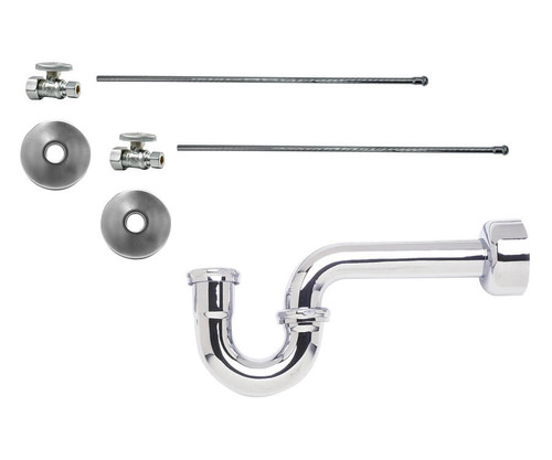 Mountain Plumbing  MT4421-NL/ULB Lavatory Supply Kit - Brass Oval Handle with 1/4 Turn Ball Valve - Straight, P-Trap 1-1/2" - Unlacquered Brass