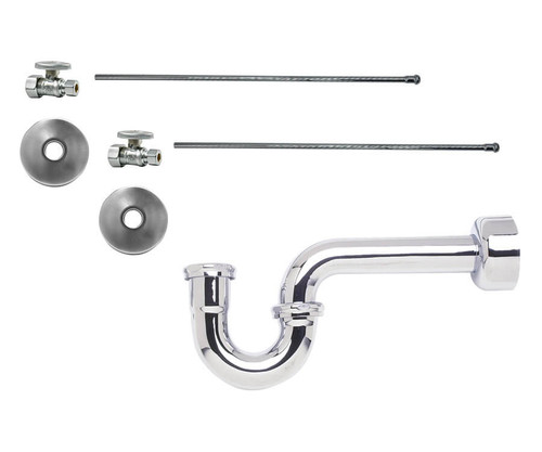Mountain Plumbing  MT4421-NL/SG Lavatory Supply Kit - Brass Oval Handle with 1/4 Turn Ball Valve - Straight, P-Trap 1-1/2" - Satin Gold