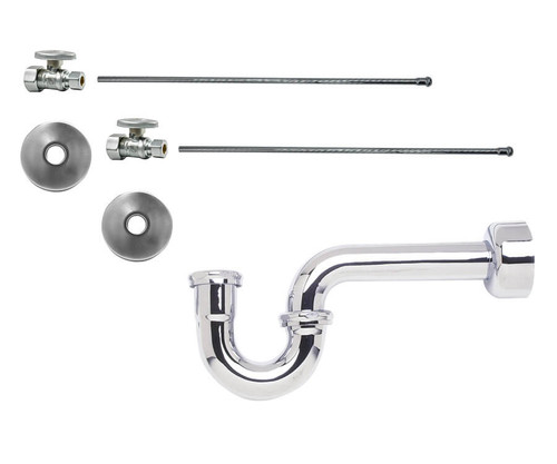 Mountain Plumbing  MT4430-NL/ULB Lavatory Supply Kit - Brass Oval Handle with 1/4 Turn Ball Valve - Straight, P-Trap 1-1/4" - Unlacquered Brass