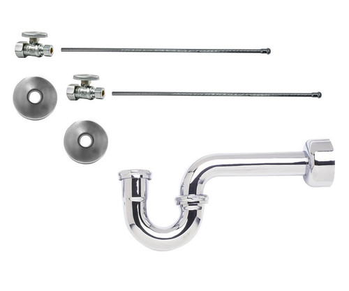 Mountain Plumbing Lavatory Supply Kit - Brass Oval Handle with 1/4 Turn Ball Valve - Straight, P-Trap 1-1/4" - Unlacquered Brass - MT4430-NL/ULB