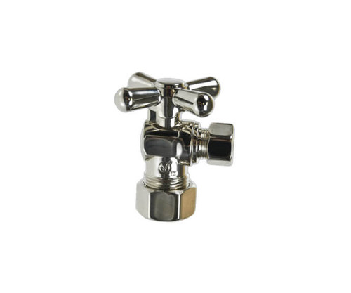 Mountain Plumbing  MT621-NL/PCP Brass Cross Handle with 1/4 Turn Ball Valve - Lead Free - Angle (1/2" Compression) - Polished Copper