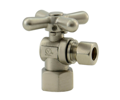 Mountain Plumbing  MT616-NL/PVD Brass Cross Handle with 1/4 Turn Ball Valve - Lead Free - Angle (1/2" Female IPS) - Polished Brass