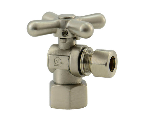 Mountain Plumbing Brass Cross Handle with 1/4 Turn Ball Valve - Lead Free - Angle (1/2" Female IPS) - Black Nickel - MT616-NL/BN